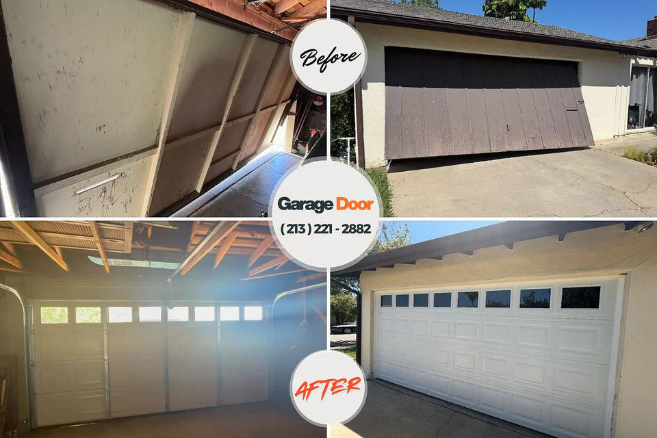 Before and after: garage door repair Fort Wright, KY